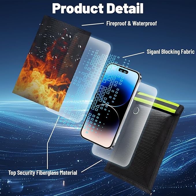 2 Pack Faraday Bags for Phones & Car Keys, Anti-Tracking Anti-Theft Signal Blocking Pouch, Faraday Key Fob Protector