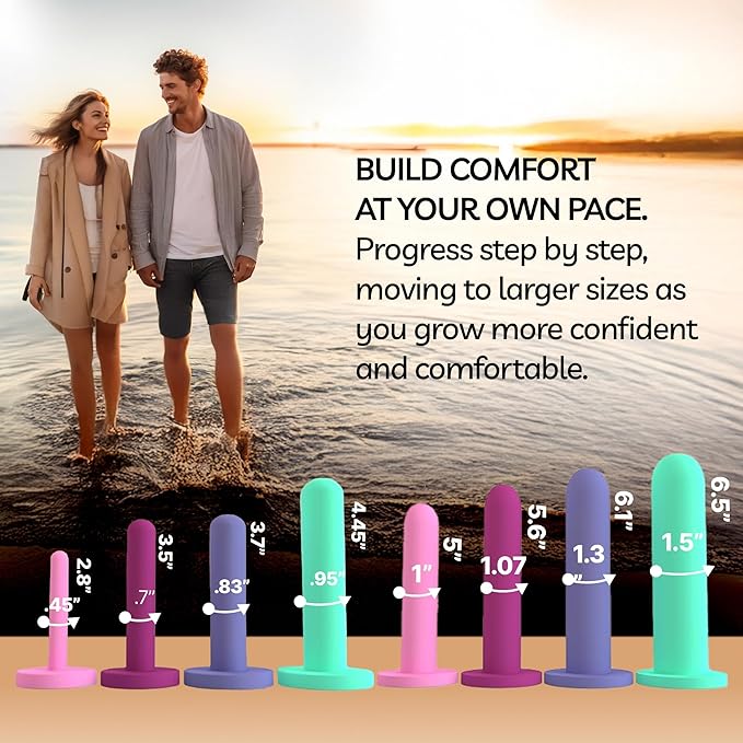 Bliss Innovations Comfort 8-Piece Silicone Wellness Set – Full Progression Kit for Pelvic Floor Support & Flexibility – Soft, Body-Safe – Sizes 1–8 with Elegant Bag + 1.3 oz Glide Bottle – $10 Value