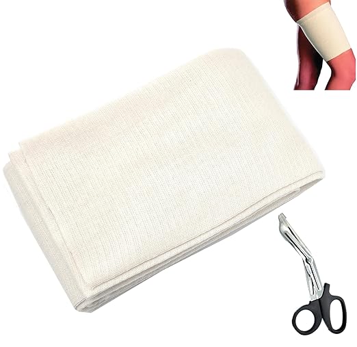 Premium Elastic Tubular Compression Bandage Size G Stockinette, 4.7 inches x 10 Feet. Reusable Elastic Bandage Sleeve Wraps Plus One Pair of Medical Scissors
