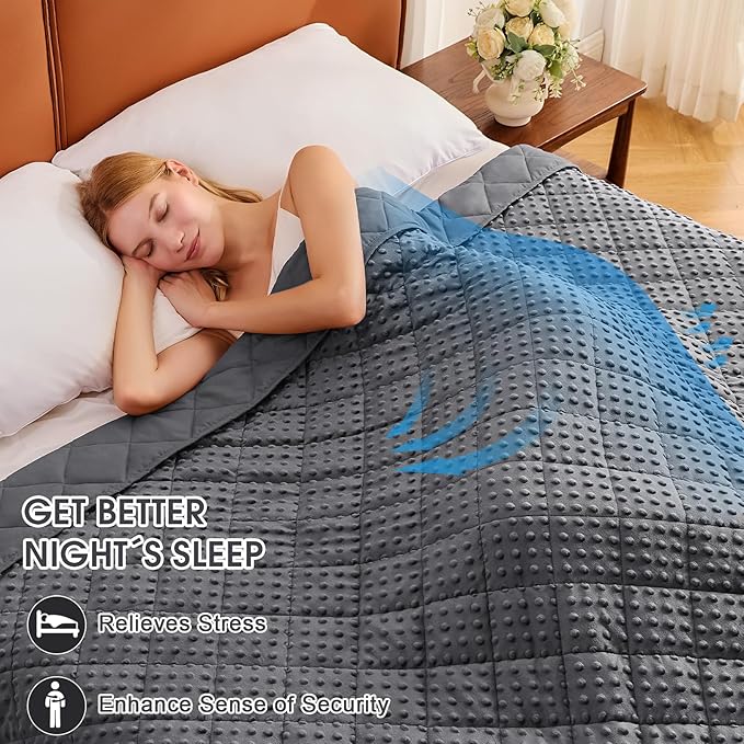 Grey Weighted Blanket for Adults 15lbs, 48"x72", Twin Full Size Cooling Minky Heavy Throw Blanket for 120-160lbs, Soft Winter Thick Big Blankets Weighted Comforter Gift for Sleeping