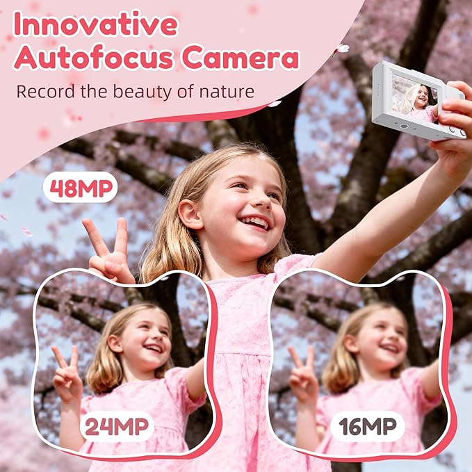 Digital Camera, FHD 4K Digital Point and Shoot Camera with 16X Zoom Anti Shake, 48MP Compact Small Camera with 32GB Card for Boys Girls Kids