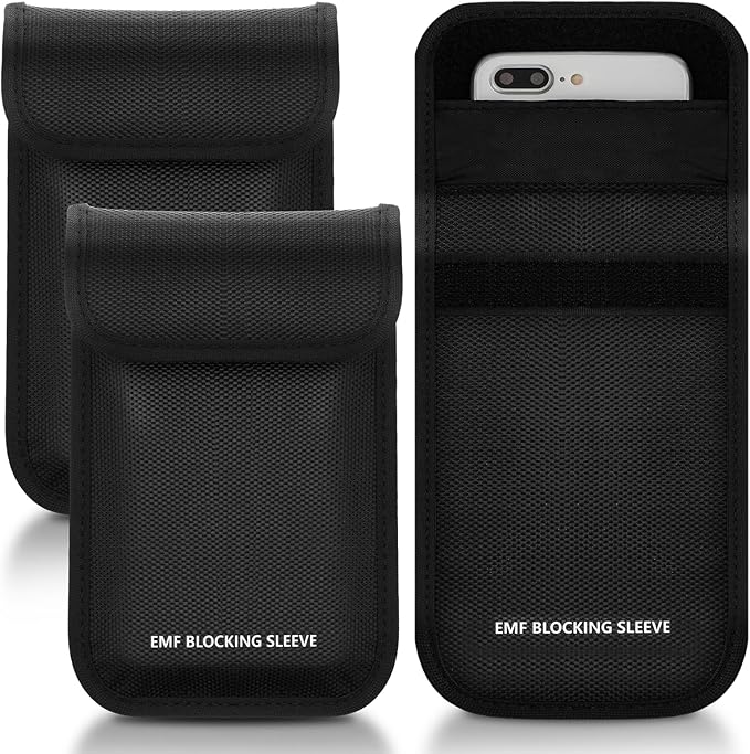 Xuhal 3 Pcs Faraday Bag Security Pouch Smartphone Sleeve Weatherproof Nylon Signal Blocking Device 7.1 x 4.6 Inch Phone Pouch Fits Most Cell Phones(Black)