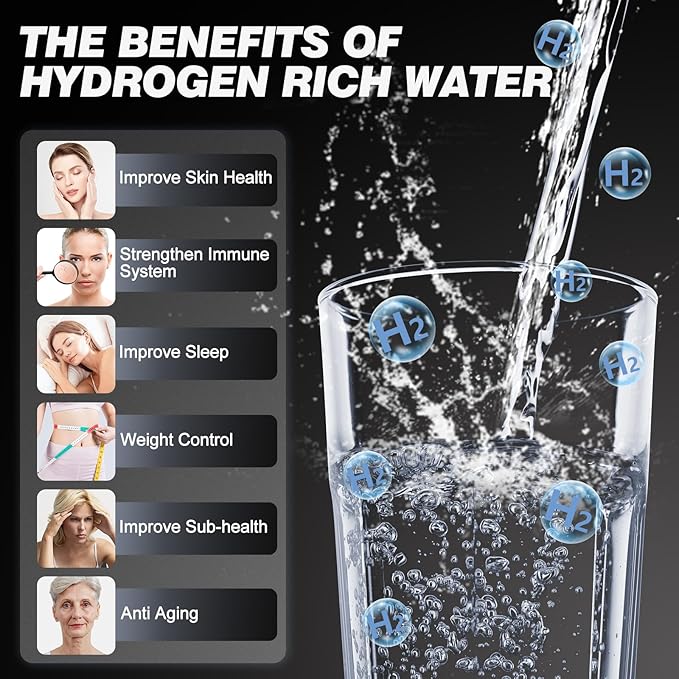 Hydrogen Water Bottle, Hydrogen-Rich Water Generator Bottles -Upgraded SPE/PEM Technology, Portable Rechargeable Hydrogenated Water Glass Bottle (Suitable for Purified & Distilled Water)