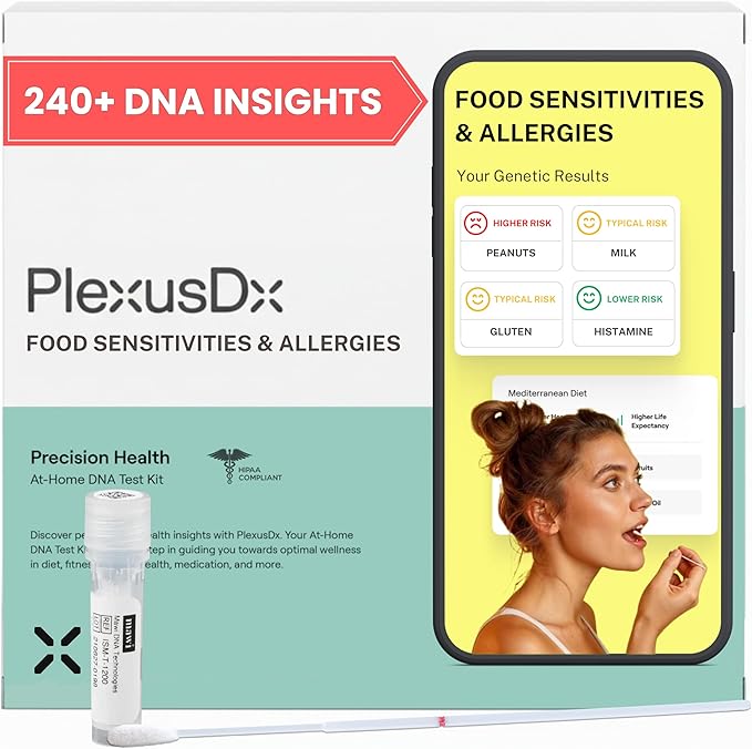 Food Sensitivity Test Kit & Allergy Test Kit for Adults | 240+ DNA Reports Including Food Sensitivities, Intolerances, Allergies, and Toxins | Custom Supplement and Diet Recommendations