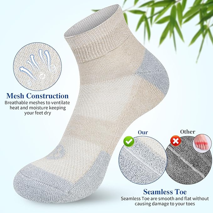 Diabetic Socks for Men,6 Pairs Ankle Mens Diabetic Socks,Diabetic Neuropathy Socks for Men Size 9-11/10-13/13-15.