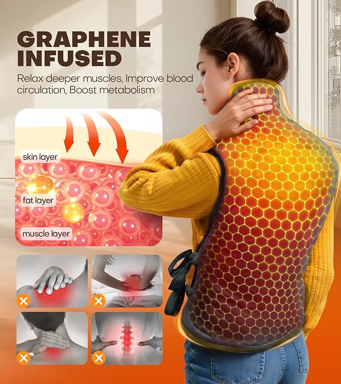 Graphene-Infused Heating Pad with 3X Deeper Pain Relief, 30% Heavier Weighted Heating Pad for Neck and Shoulders and Back, 25"x35" Large Electric Heated Pads, Gifts for Mom Women Christmas Birthday