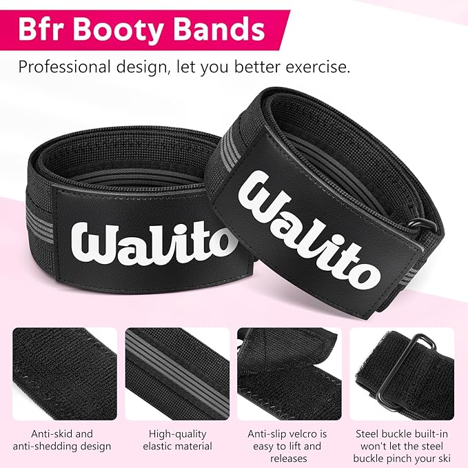 BFR Booty Bands for Women Glutes - Blood Flow Restriction Bands with Weekly Plan for Legs, Butt & Hip Building, Occlusion Bands for Workouts, Best Fabric Bands for Squat Butt & Thigh