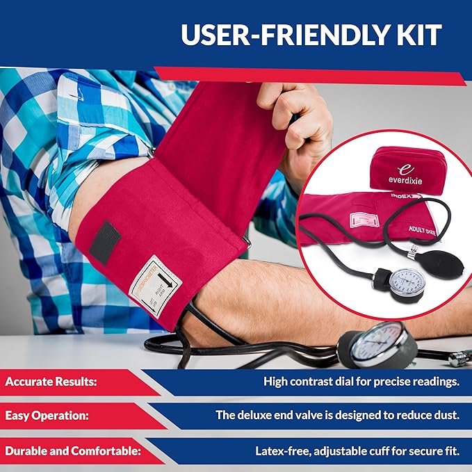 Deluxe Aneroid Sphygmomanometer Blood Pressure Monitor Set – 2-Pack – Adult Cuff, Carrying Case & Calibration Tool – High Contrast Dial for Accurate Readings – Portable & Durable Design – Pink