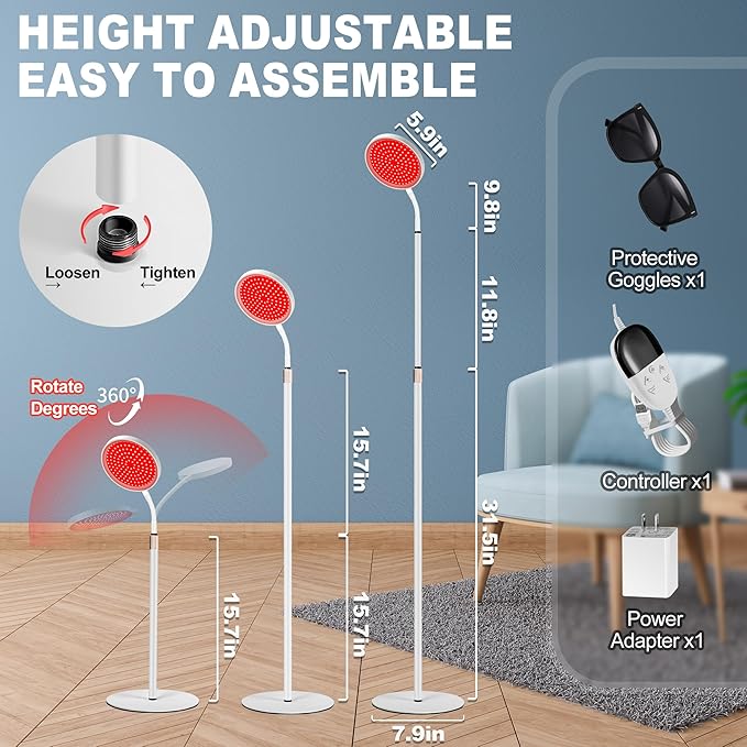 LanSuper Red Light Therapy for Body, Red Infrared Light Therapy Lamp with Stand, 660nm and 850nm Near Infrared Redlight Therapy, LED Red Light Therapy Device for Face and Full Body at Home(140 Beads)