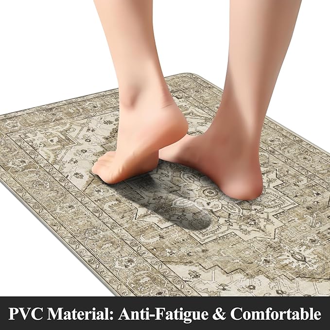 Cushioned Kitchen Rug Sets 3 Piece Anti Fatigue Kitchen Mats for Floor Non Slip Waterproof Kitchen Rugs and Mats Comfort Standing Mat Runner for Home Office,Sink,Laundry