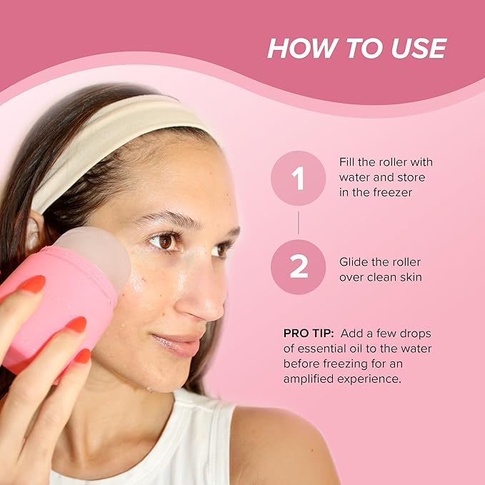 Skin Gym Ice Roller for Face – Facial Depuffing & Cooling Skin, Cold Face Roller to Minimize Pores & Soothe Skin, Reusable Cryo for Glowing Complexion