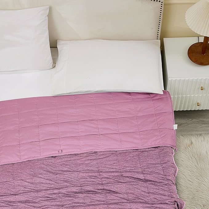 Weighted Blanket Queen Size 10 Pounds, Cooling Blanket for Adult Hot Sleepers, Soft Bed Blanket Universal to All Seasons, 60''x80'' 10 LBS, Pink
