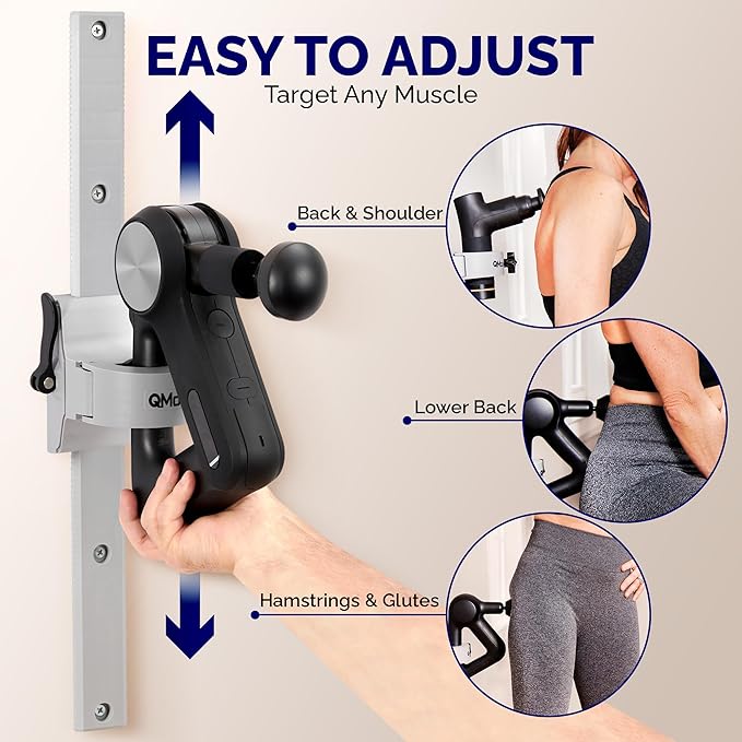 Massage Gun Holder & Wall Mount - Hands-Free for Full Body Muscle Recovery - Fully Adjustable Massage Gun Wall Mount - Heavy Duty Nylon Body, No Slip, Supports Deep Massaging