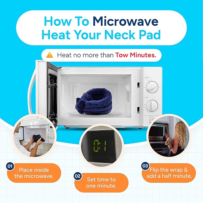 SunnyBay Microwave Heating Pad, Microwavable Heated Neck and Shoulder Wrap, Multipurpose Moist Hot/Cool 2.5lb Bean Bag Pack with Plush Cover and Elastic Fastener,26x6 Inches, Wider, Blue
