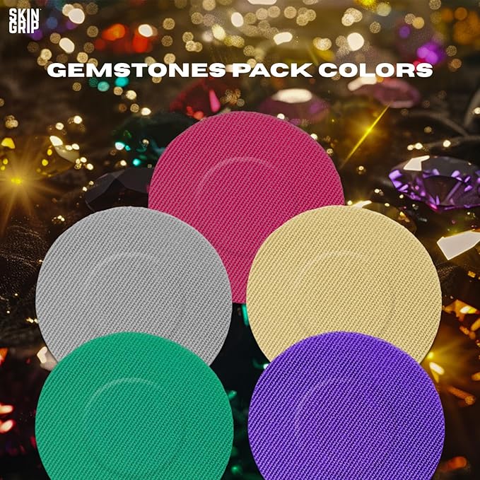 Skin Grip Freestyle Libre 2 Sensor Covers & Lingo CGM – Waterproof and Sweatproof Adhesive for 10-15 Days, Pre-Cut Medical Tape, Continuous Glucose Monitor Patch – 20 Pack, Gemstones Pack