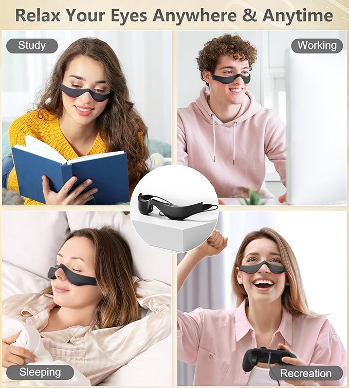 Under-Eye Red Light Therapy Glasses, Rechargeable Therapy Device Microcurrent Eye Massager, Eyes Bag Remover for Dark Circles, Eye Bags & Wrinkles
