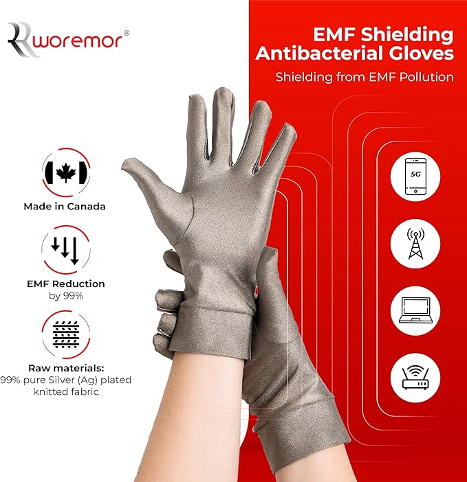 EMF Gloves - Safe Clothing Shielding - Silver coated Fabric, Unissex