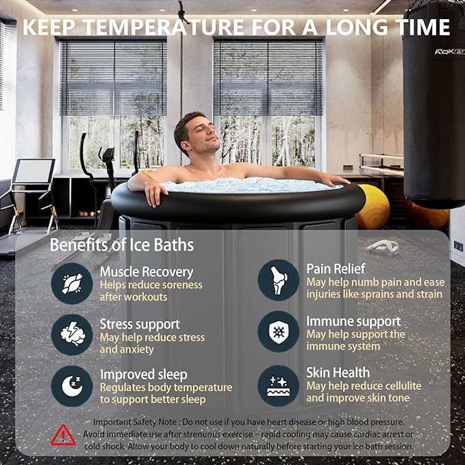 Ice Bath Tub for Athletes - Extra Large Cold Plunge Tub for Muscle Recovery & Cold Water Therapy, Portable Multi-Layer Ice Bath for Home, Gym, Backyard, Spa, Indoor & Outdoor Use (Black, 30X35.5 IN)