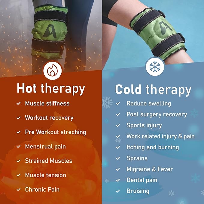Knee Ice Pack Wrap, Soft Ice Pack for Knee Compression for Knee Pain Relief, Leg Injuries, Swelling, Knee Replacement, Arthritis, Meniscus Tear, ACL - Green