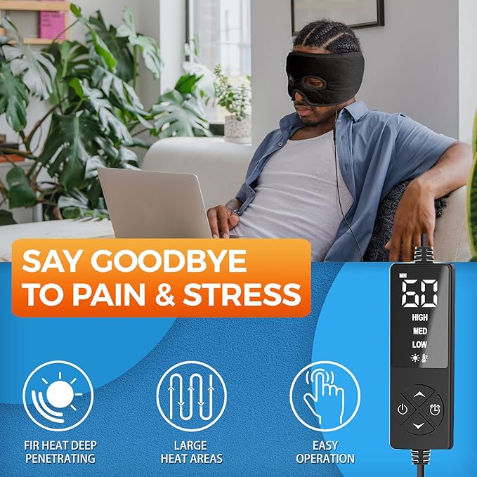 sticro Sinus Relief Mask Moist Heat with 3 Temp Settings, Ex-Large Headache Mask Electric Face Heating Pad for Sinus Pressure Relief, Migraine, Tension Headache Relief Black