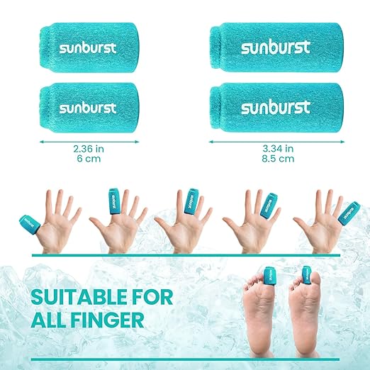 4PCS Finger and Toe Cold Gel Ice Pack,Lasting Cold Compress,Reusable Non-Toxic Finger Compression Sleeve Therapy for Finger and Toe Injuries,Arthritis,Swelling,Tendonitis,Gout or Sprain