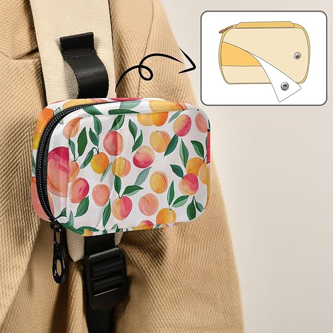 Travel Pill Case Peach with Leaf Weekly Small Pill Box 7 Day Pill Box Pill Organizer Bag