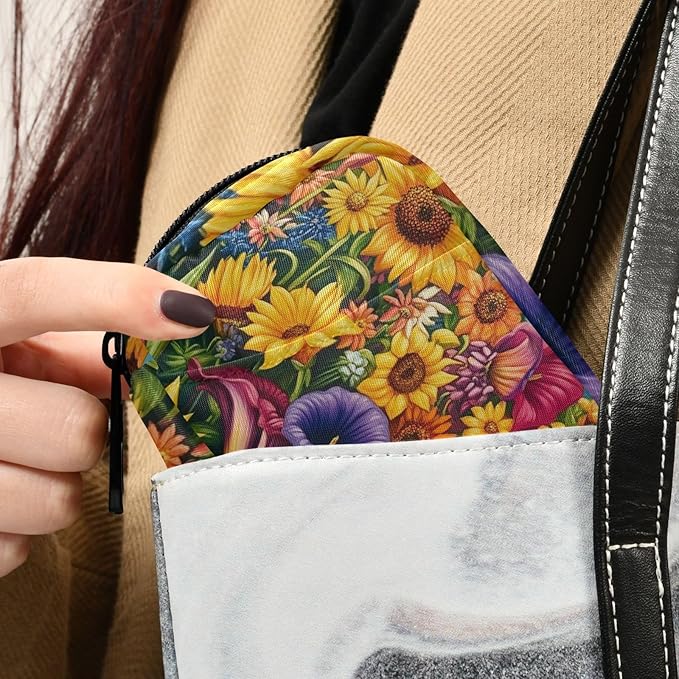 Travel Pill Case Sunflowers Flowers Leaf Weekly Small Pill Box 7 Day Pill Box Pill Organizer Bag