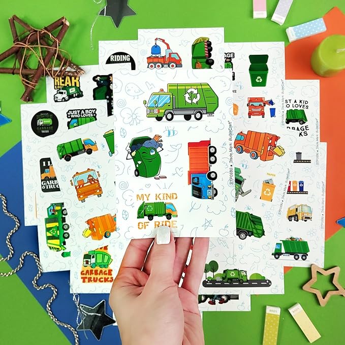 BulbaCraft Garbage Truck Stickers, Trash Truck Stickers, Garbage Party suppliess, Gifts for Women & Men
