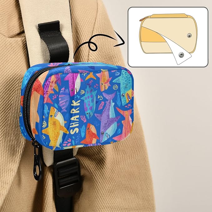 Colorful Bright Blue Sharks Travel Pill Organizer Case Box Container Weekly Portable Vitamin Medicine Holder Storage Bag with Zipper Removable