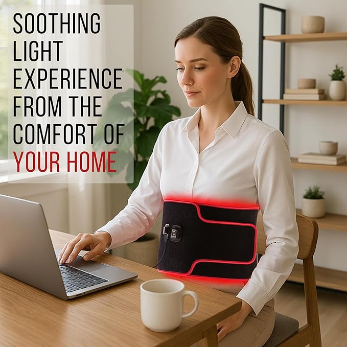 LuminousRLT Red Light Therapy Belt – Adjustable LED Light Wrap with Red & Near-Infrared LEDs (660nm & 850nm), 216 LEDs, Auto Shut-Off