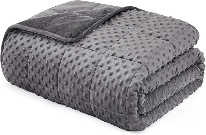 L'AGRATY Weighted Blanket for Adult - 60"x80" 25lbs Minky Dots Heavy Blanket with Glass Beads Soft Breathable for All-Season Summer Fall Winter Thick Comfort for Sleeping