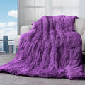 Cottonblue Weighted Blanket 15lbs 48x72 inches for Twin/Full Bed, Faux Fur Sherpa Weighted Blanket for Adults, Plush Cozy Bed Blanket with Glass Beads for Calm and Relax, Purple
