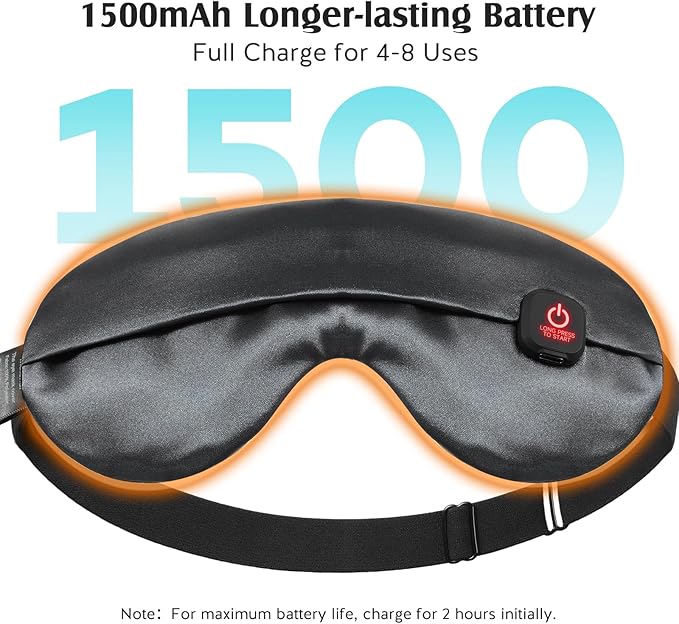 YFONG Cordless Heated Eye Mask for Dry Eyes, Warm Eye Compress for Stye, Blepharitis, Chalazion, MGD, Washable Heating Eye Mask for Sleeping, Travel, Office Nap, Perfect Light Blocking (Grey)