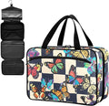Fustylead Colorful Butterflies Print over Checkers Background Large Medical Supplies Organizer Bag with Zipper Empty First Aid Bag Trauma Kit for Traveling Hiking Camping