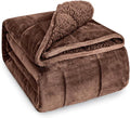 Wemore Sherpa Fleece Weighted Blanket for Adult, 15 lbs Dual Sided Cozy Fluffy Heavy Blanket, Ultra Fuzzy Throw Blanket with Soft Plush Flannel Top, 60 x 80 inches, Coffee Brown on Both Sides