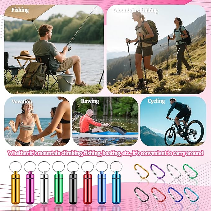 40 Pcs Aluminum Metal Pill Box,Small Portable Pill Case with Keychain Waterproof,Pill Organizer Metal Mini Box Pocket Drug Storage Container for Daily Use Outdoor Camping Travel (Multicolor)