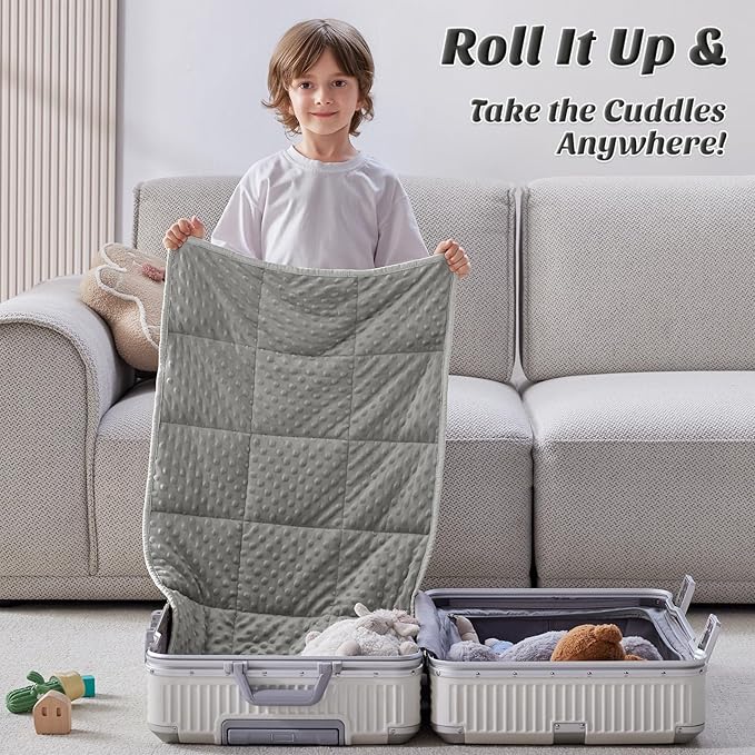 anfie Weighted Blanket Kids(30"x40" 2lbs) Weighted Blanket Cooling Blanket for Sleeping,Throw Size Breathable Blanket with Premium Glass Bead(Grey)
