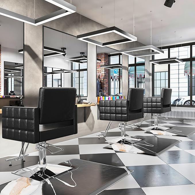 OmySalon Salon Mat for Hair Stylist Anti Fatigue, 3 ft. x 4 ft. Comfort Barber Floor Mat with Square Base, Hairdresser Standing Mat, Anti-Slip Easy Cleaning