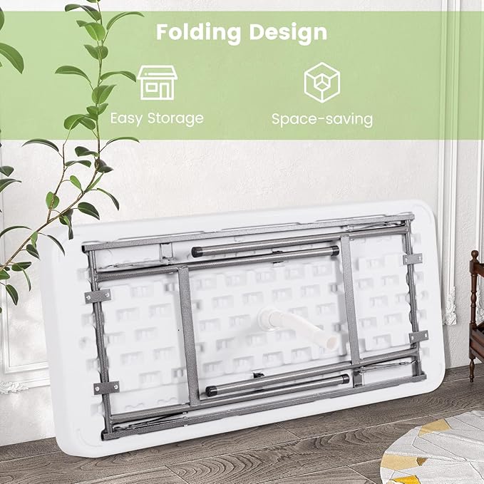 Giantex Folding Ice Table with Drain, 4 ft Portable Cooler with Removable Skirt, No Assembly, Fill and Chill Table for Food Drink Beverage, Foldable Party Ice Bin for Camping BBQ Outdoor, White