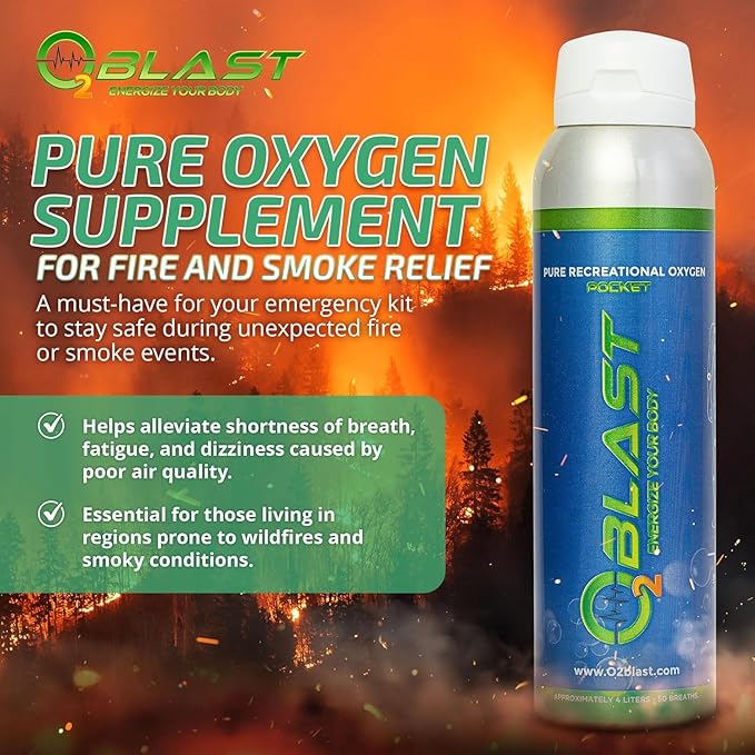 O2 Blast - Portable Oxygen Can, Filled with 99.99% Pure Oxygen with Sanitary flip top Cap for Sports, Travel, and High Altitude Use | On-the-Go Air Support for Hiking and Outdoors – 10L, 6-Pack