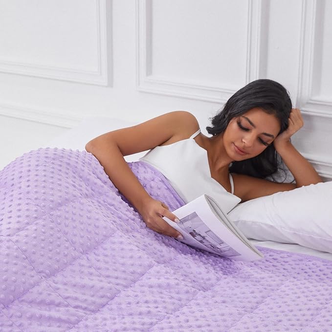 Weighted Blanket for Adults, Comfortable and Soft Throw Weighted Blanket with Premium Glass Beads for All Season 20 lbs 60"x80", Purple