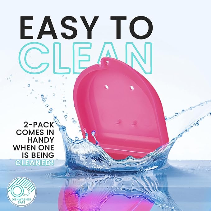 FRESH KNIGHT Retainer Case (2 Pack). Retainer Case with Vent Holes. Perfect for Denture, Mouth Guard, Aligners. (Bright Pink)