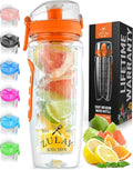 Zulay Fruit Infuser Water Bottle - 34oz - Leakproof With Full-Length Infusion Rod - Men Women's Ideal Fitness Gift Or For Gym, Camping