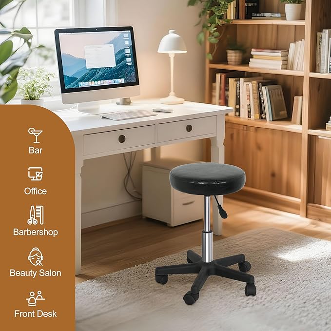 LEMY Hydraulic Salon Rolling Stool Tattoo Massage Facial Spa Adjustable Stool Chair