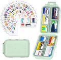 Large Travel Pill Organizer with Medicine Labels, 10 Compartments Travel Medicine Organizer Daily Pill Container Travel Pill Box Purse Pill Case (Green, 189 Lables)