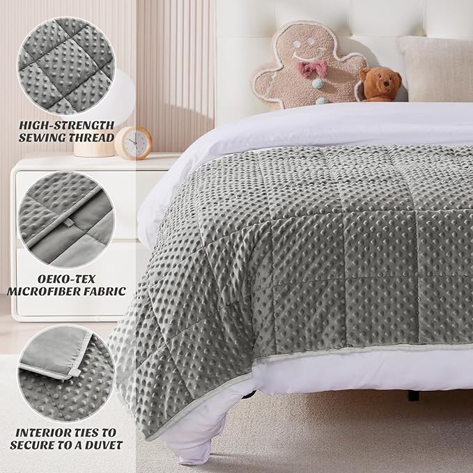 anfie Weighted Blanket Kids(20"x30" 2lbs) Weighted Blanket Cooling Blanket for Sleeping,Throw Size Breathable Blanket with Premium Glass Bead(Grey)