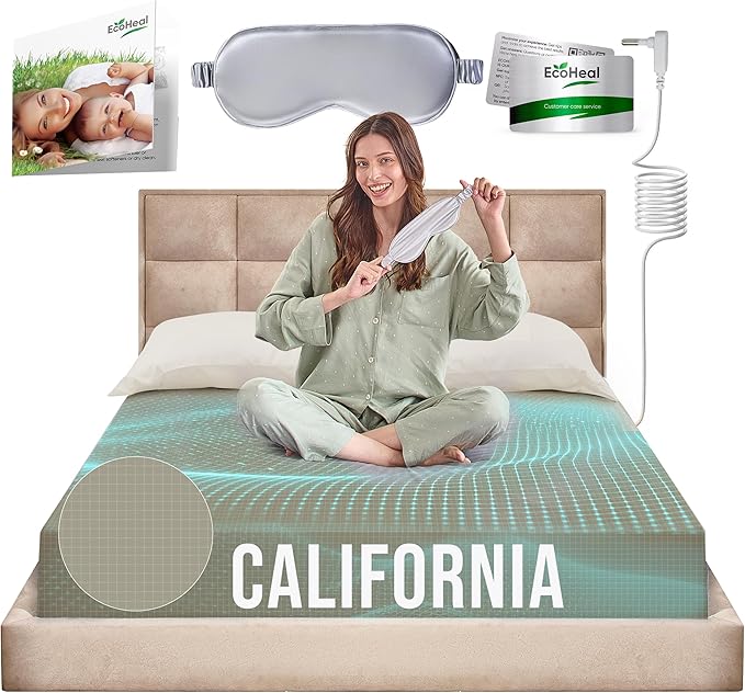 Earth Grounding Sheets California Size with 12% Silver Fiber & 4% Silk & 84% Cotton - Green - Quality Certified Grounded Well Bed Sheet - Conductive Fitted Sheet for Better Sleep
