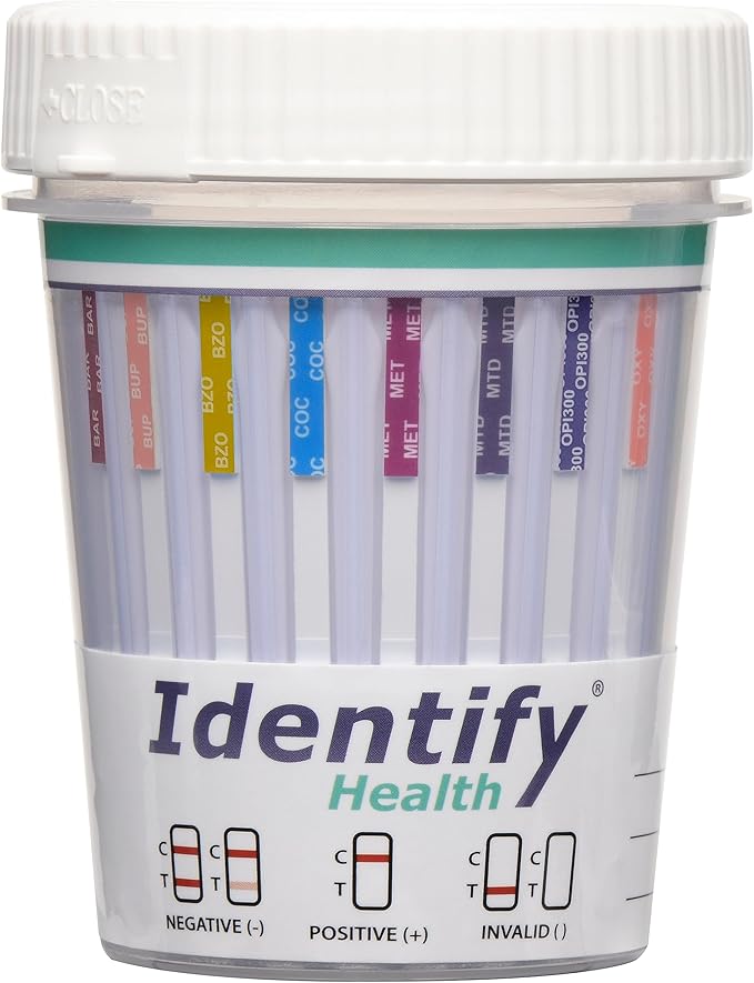 Identify Health Drug Screen Test - 200 Pack - 9 Panel CLIA Waived Instant Urine Drug Test Cup for AMP,BAR,BUP,BZO,COC,MET,MTD,OPI/MOP,OXY