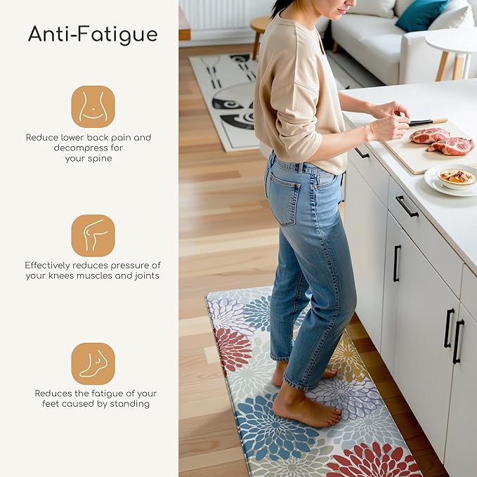 MAYHMYO Kitchen Mats for Floor - Kitchen Anti Fatigue Mat Set of 2 - Non Slip Cushioned Rugs for Standing