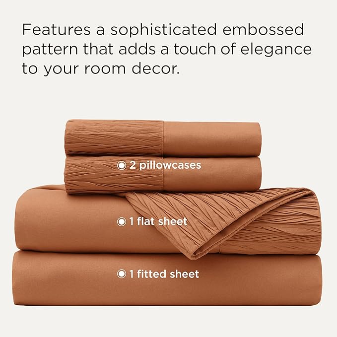 Bedsure Full Size Bed Sheets - 4 Pieces Soft Full Sheet Set - Breathable & Cooling - Hotel Luxury - Easy Care Polyester Microfiber Bedding for Women, Men, Terracotta